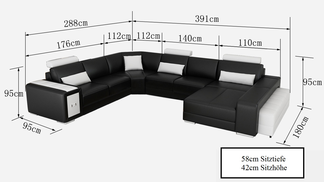 Design Ledersofa Wohnlandschaft R7008 Neu Ecksofa Ledersofa