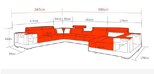 Sofa Couch Wohnlandschaft XXL Couch Ledersofa mit Ottomane Sofagarnitur