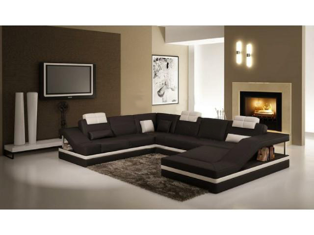 Living Area Corner Sofa Leather USB Upholstered Seat Corner Set u shaspe couches