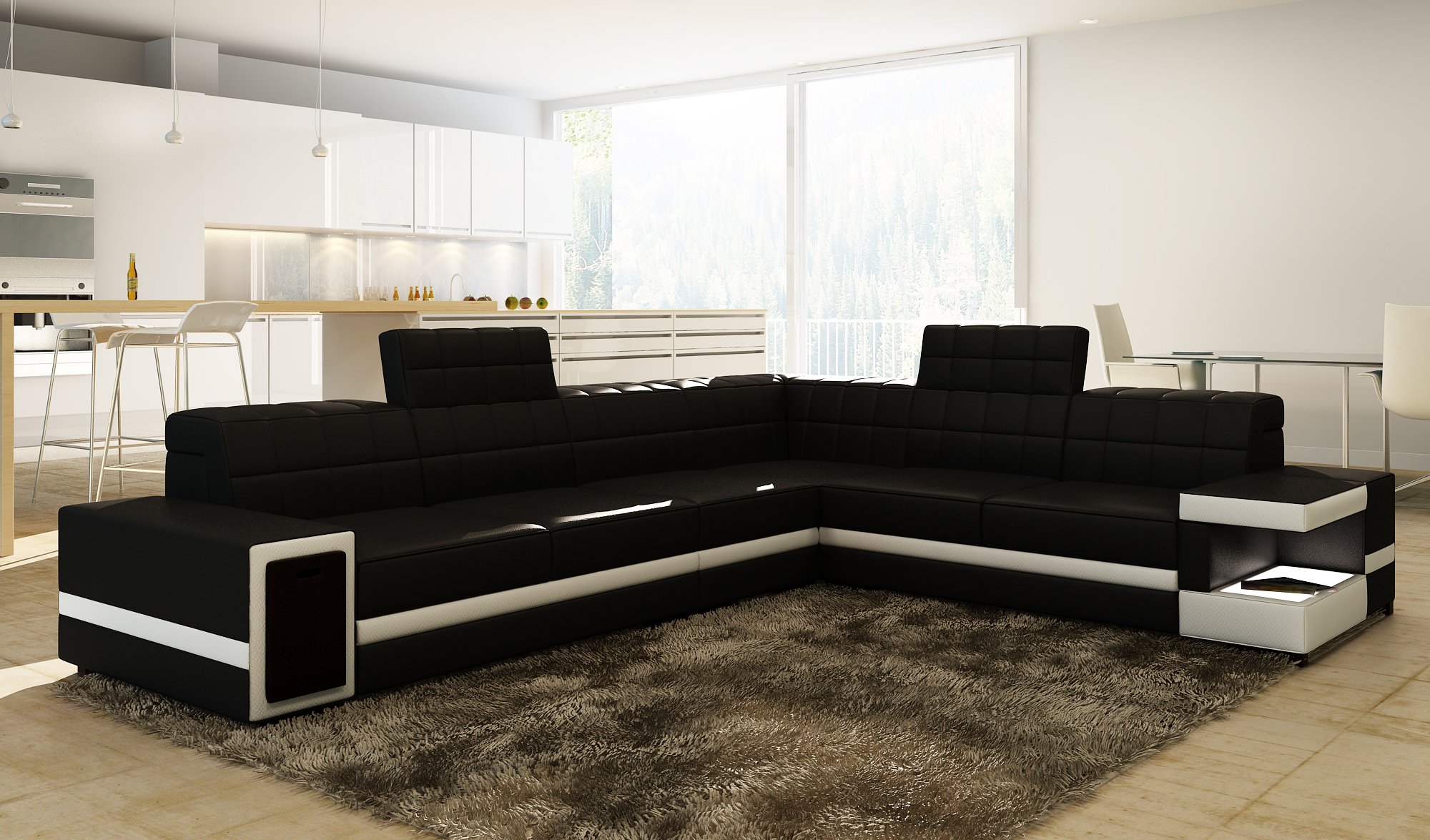 Sofas Ecksofa Leder Big Leder Polster Neu Couch