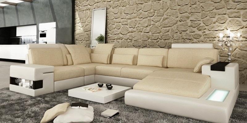 Großes Sofa Wohnlandschaft Ledersofa Design Sofa Couch Polster Ecksofa