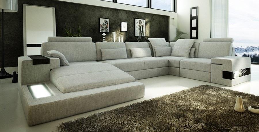 Großes Sofa Wohnlandschaft Ledersofa Design Sofa Couch Polster Ecksofa
