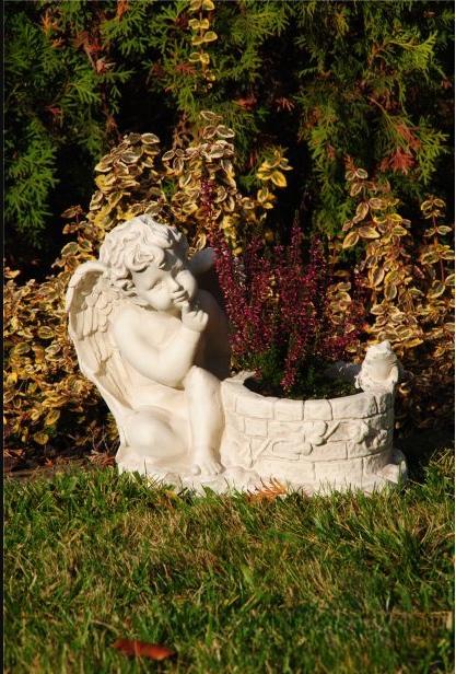 Kasten Blumen Kübel Pflanz Gefäss Grab Schmuck Garten Dekoration Statue Stein