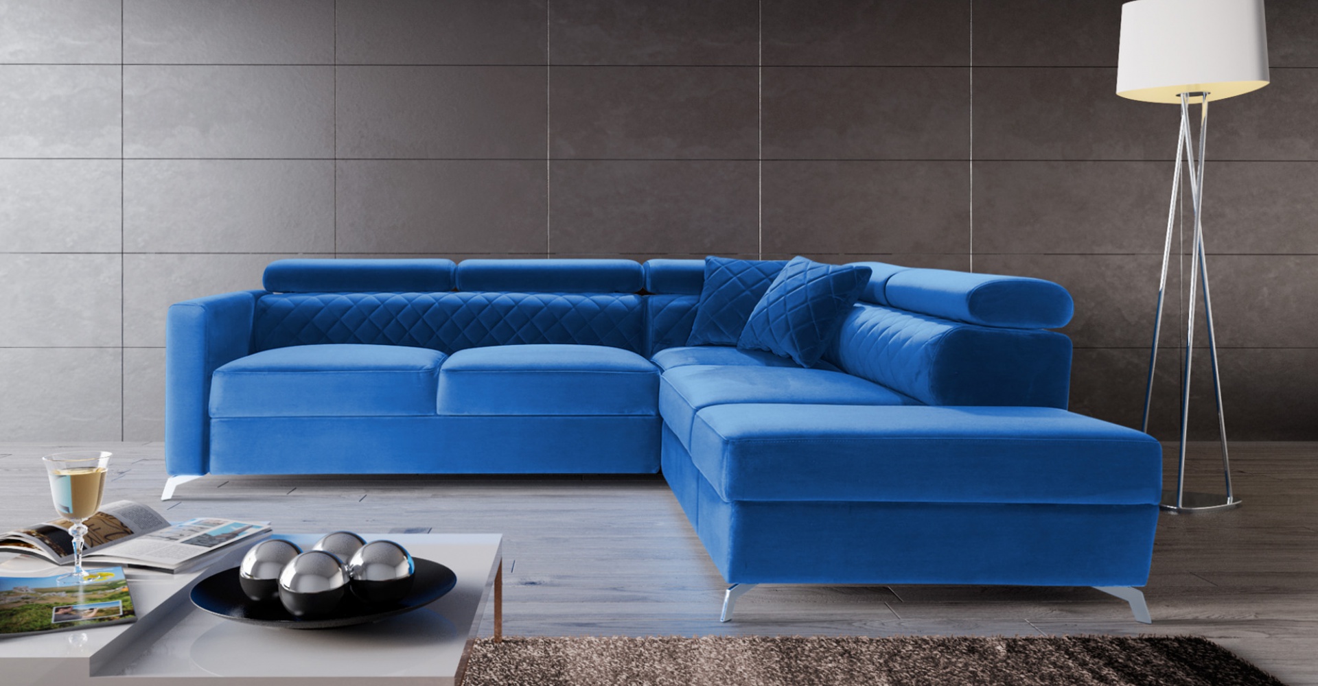 Ecksofa L-Form Couch Design Polster Textil Bettfunktion ...