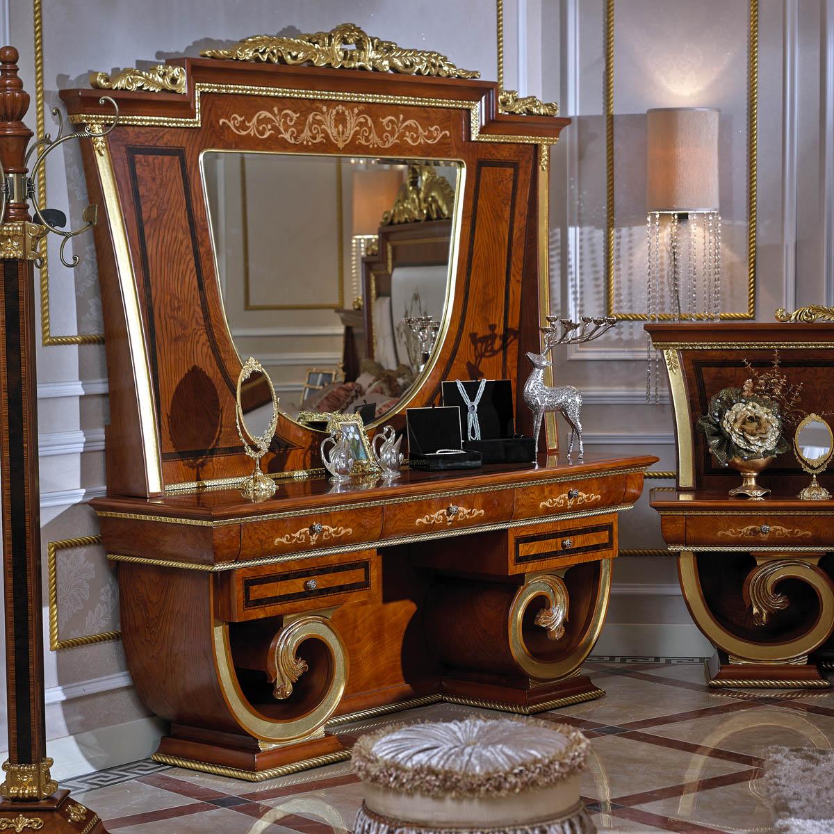 Komplettes Schlafzimmer Bett Schminktisch Bank Nachttisch Betten Barock