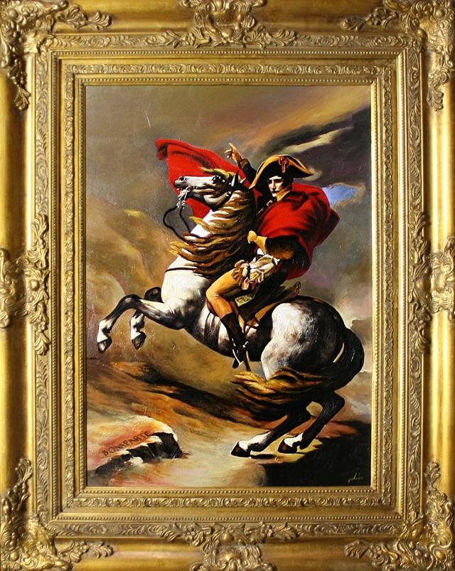 Napoleon Przekraczający Przełęcz świętego Bernarda W 1800 Roku Opis Obrazu Napoleon Classic Painting Oil Picture Real Wood Frame Jacques David | eBay